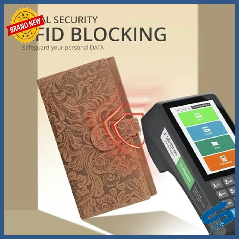 Genuine Leather RFID Blocking Trifold Wallet with ID Window - Picture 6 of 8